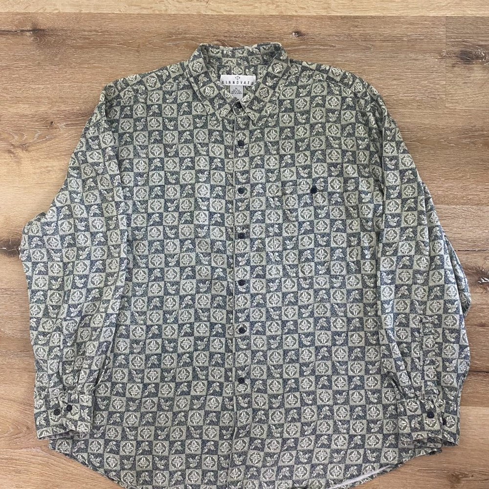 Vintage Rinnovato Geometric Abstract Print 100% Silk